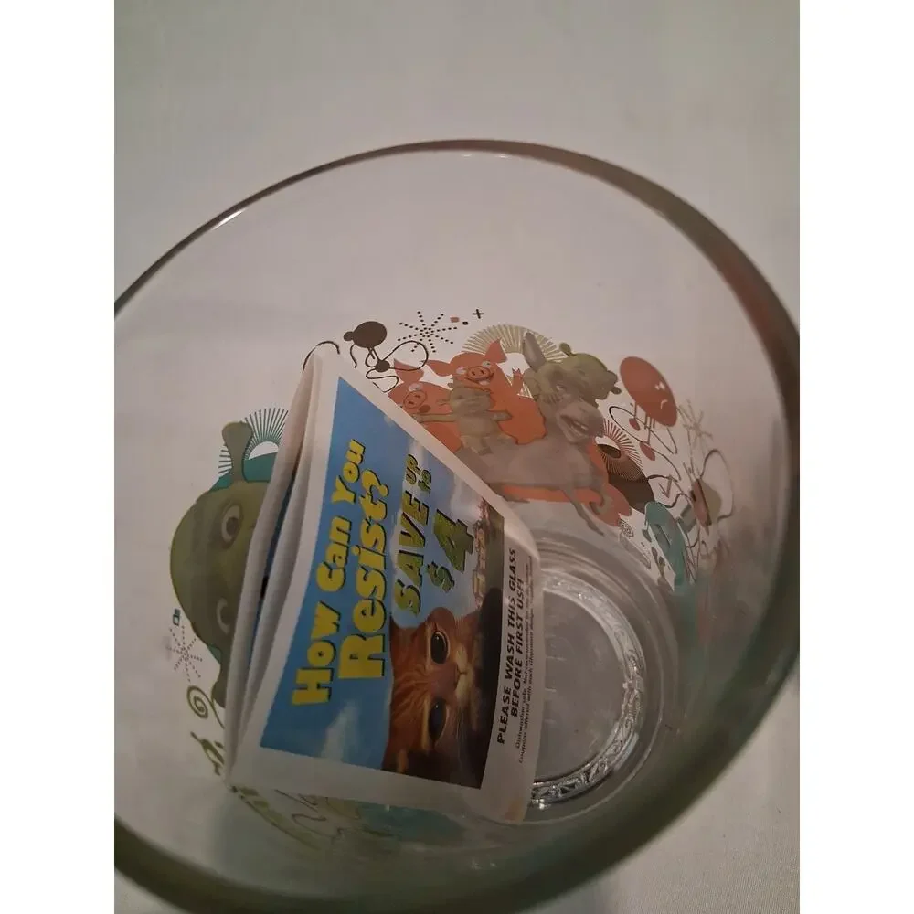 Vintage 2007 McDonald's Shrek The Third Glass Lot of 6 WITH ORIGINAL INSERTS